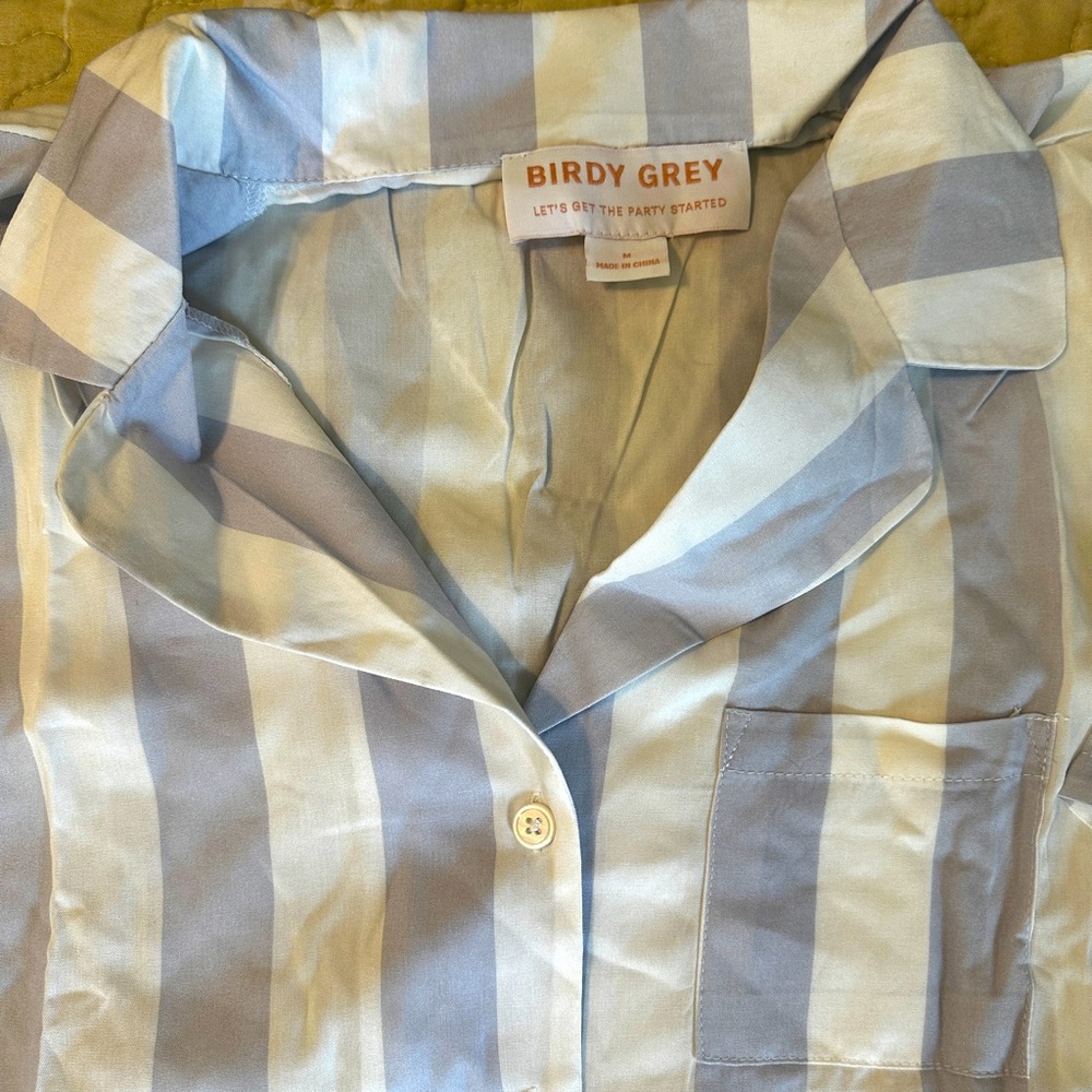 Birdy Grey Blue and White Striped Pajamas